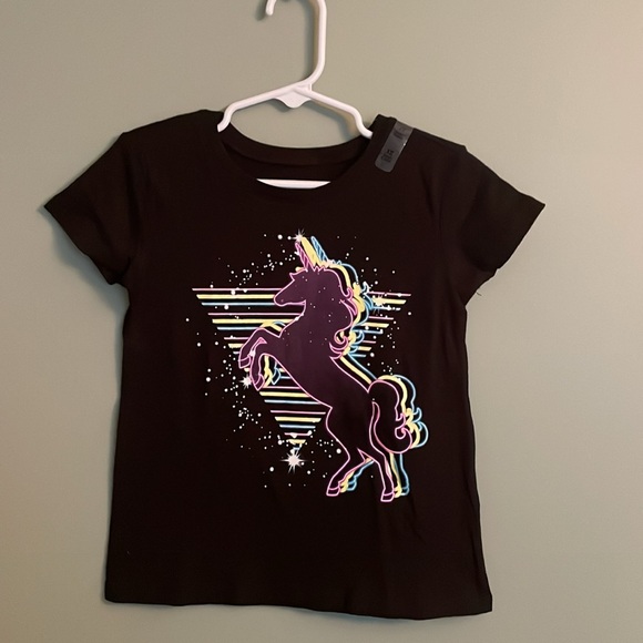 The Children Place Tee with UNICORN graphic design at front. Black, size XS (4). - Picture 15 of 17